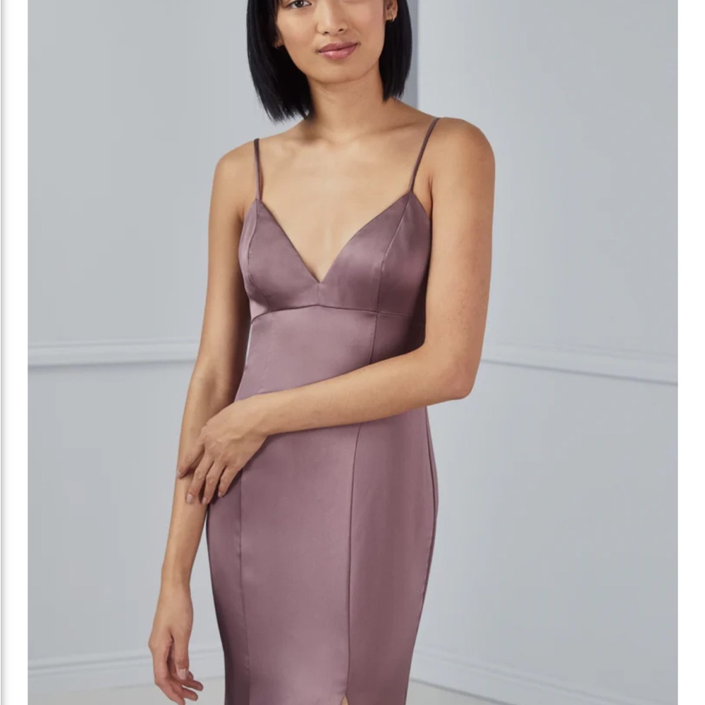 AMSALE champagne satin Slip Dress